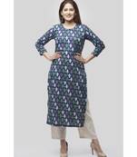 Blue Spades Straight Kurti with Straight Palazzos