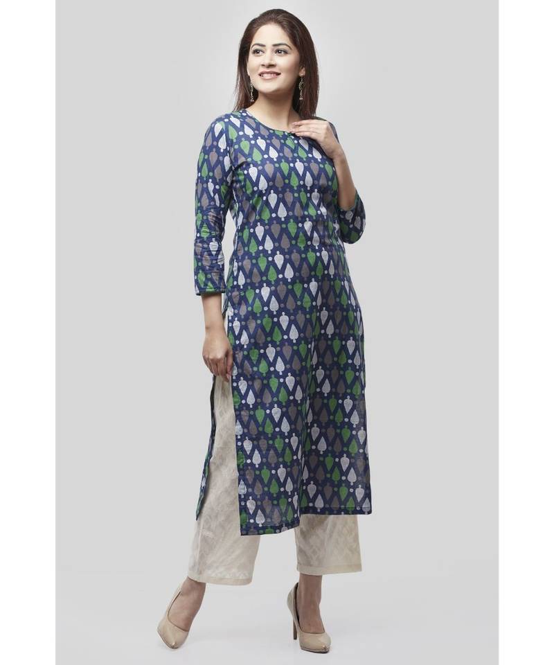 Blue Spades Straight Kurti with Straight Palazzos