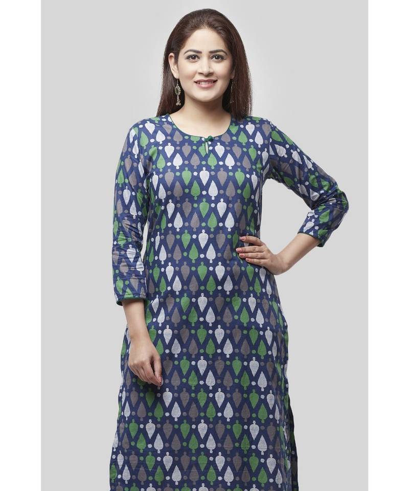 Blue Spades Straight Kurti with Straight Palazzos