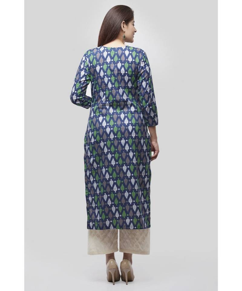 Blue Spades Straight Kurti with Straight Palazzos