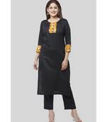 Black Phulkari Straight Kurti with Straight Pants