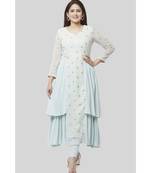 Celeste Sparkled Ruffle Kurti with Leggings and Net Sequenced Dupatta