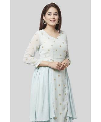 Celeste Sparkled Ruffle Kurti with Leggings and Net Sequenced Dupatta 3