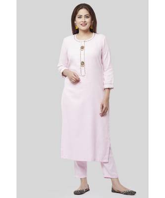 Baby Pink Gotta Straight Kurti with Straight Pants 1