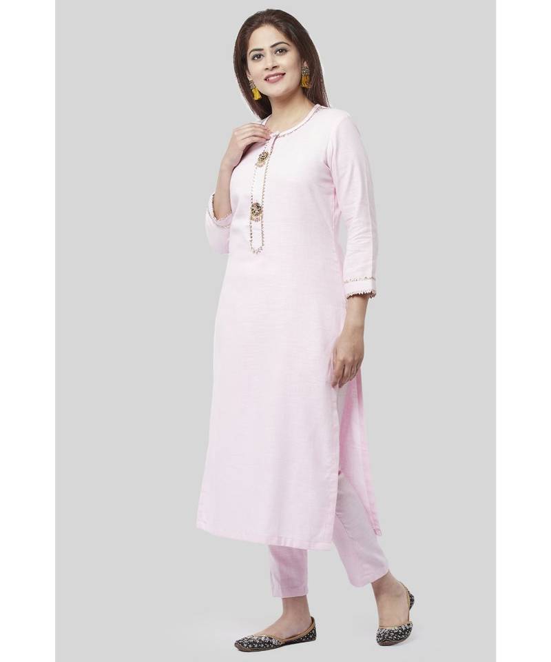 Baby Pink Gotta Straight Kurti with Straight Pants