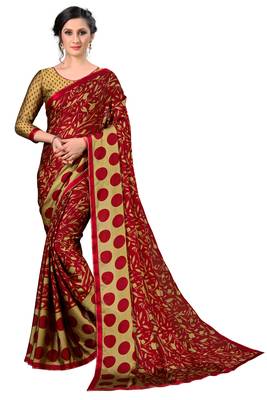 Multicolor printed chiffon saree with blouse 1