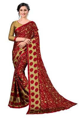 Multicolor printed chiffon saree with blouse 2