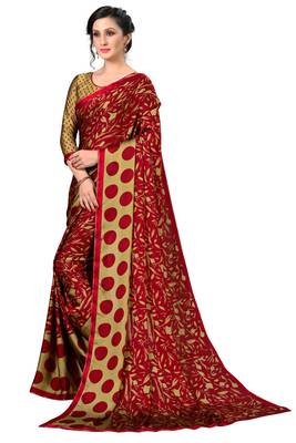 Multicolor printed chiffon saree with blouse 3