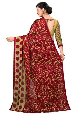 Multicolor printed chiffon saree with blouse 4