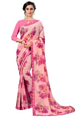 Multicolor printed faux georgette saree with blouse 1