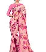 Multicolor printed faux georgette saree with blouse