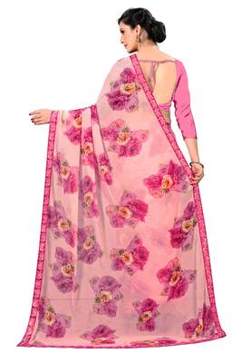 Multicolor printed faux georgette saree with blouse 3