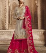 Light-grey embroidered satin salwar