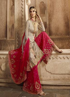 Light-grey embroidered satin salwar 2