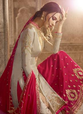 Light-grey embroidered satin salwar 3