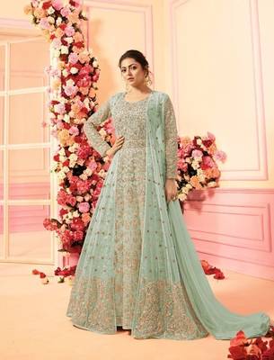 Green embroidered net salwar 1