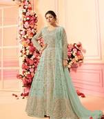 Green embroidered net salwar