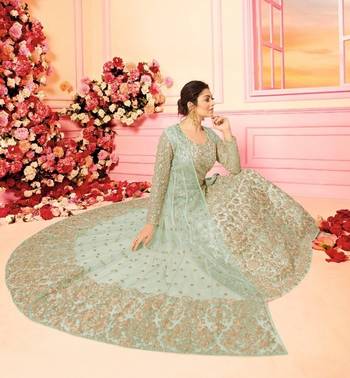 Green embroidered net salwar 2