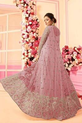 Pink embroidered net salwar 2