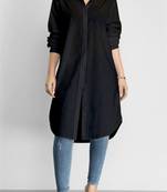 Black plain cotton long kurti .