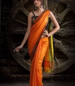 Orange Gheecha Saree With Yellow Pallu