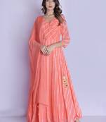 peach angrakha anarkali with dupatta