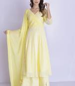 Yellow angrakha leheriya anarkali palazzo set