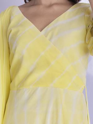 Yellow angrakha leheriya anarkali palazzo set 4