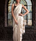 Off White Pure Cotton Saree With Handblock Print