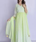 lime green leheriya angrakha dress with dupatta