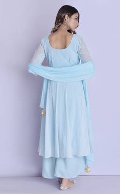 blue leheriya angrakha anarkali set 2