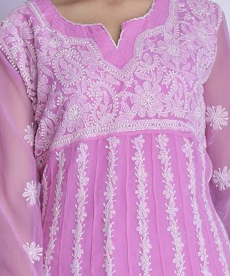 pink chikankari anarkali kurti pant 4