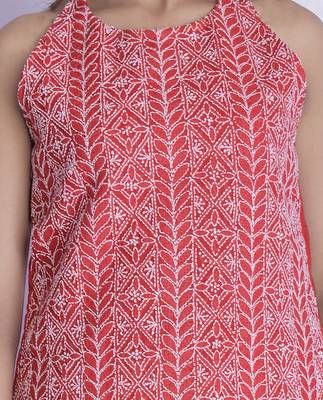 RED CHIKANKARI KURTI WITH PALAZZO 4
