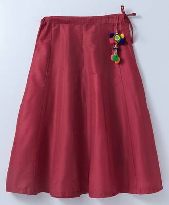 red plain art silk kids lehenga choli 3