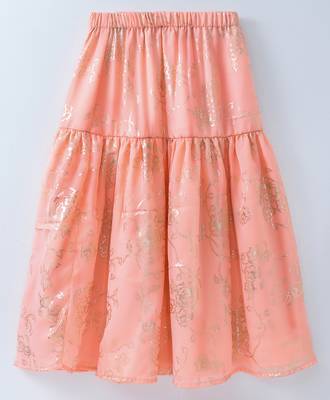 pink printed polyester kids lehenga choli 3