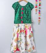 white printed georgette kids lehenga choli