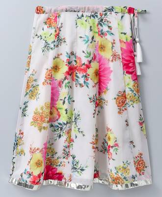 white printed georgette kids lehenga choli 3