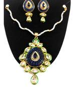 Blue Royal Kundan Work Pendant With  Sapphire