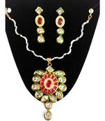 Maroon Traditional Royal Look Kundan Ruby Pendant