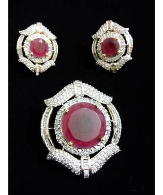 Red Ruby Diamond Classy Pendant Set 1