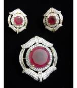 Red Ruby Diamond Classy Pendant Set