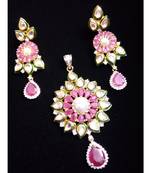 Red Ruby Diamond Kundan Stylish Fusion Pendant Set