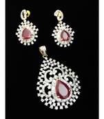 Ruby Diamond Stylish Latest Fashion Pendant Set