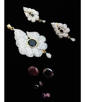 Blue Sapphire Beautiful Diamond Pendant Set 1