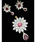 Red Ruby Cute Flower Design Beautiful Pendant Set