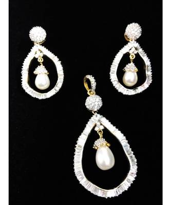 Designer Diamond Pearl Stylish Pendant Set 1