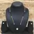 Gold American Diamond Round Pendant Mangalsutra Set With Earrings Black Beads Single Layer Short Chain