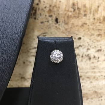 Gold American Diamond Round Pendant Mangalsutra Set With Earrings Black Beads Single Layer Short Chain 4