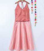 peach plain art silk kids lehenga choli