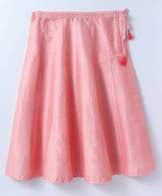 peach plain art silk kids lehenga choli 3